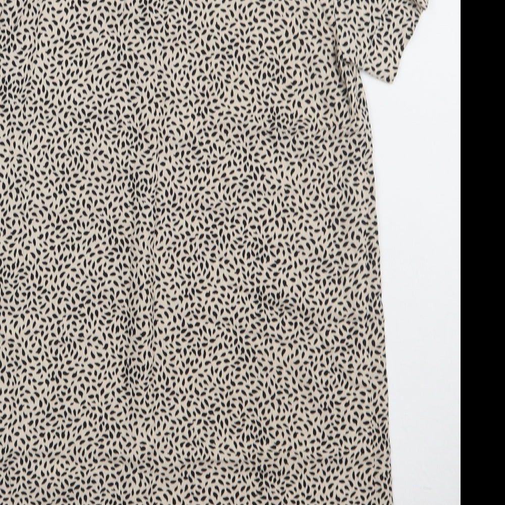 H&M Womens Brown Animal Print Viscose A-Line Size 4 V-Neck Pullover