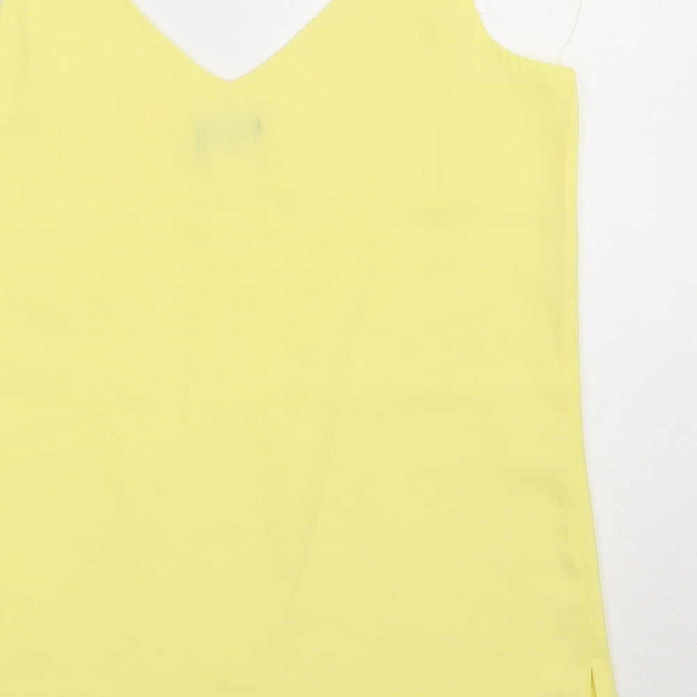 F&F Womens Yellow Polyester Basic Tank Size 6 V-Neck