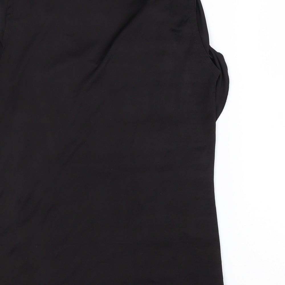 Studio.W Womens Black Polyester Basic Tank Size 8 Round Neck - Ruffled