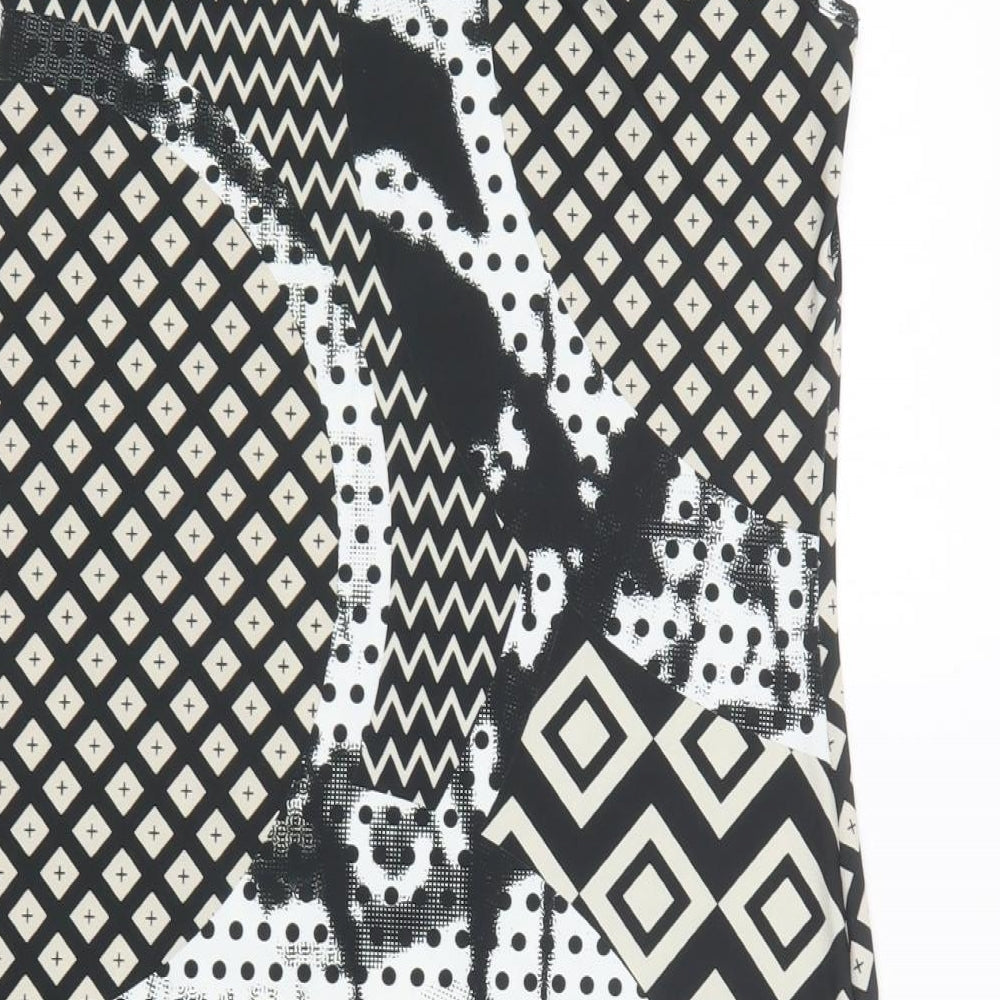 Eroke Womens Black Geometric Polyacrylate Fibre Pencil Dress Size L Round Neck