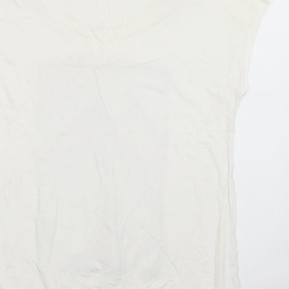 Maloka Womens White Polyester Basic Blouse Size L Round Neck