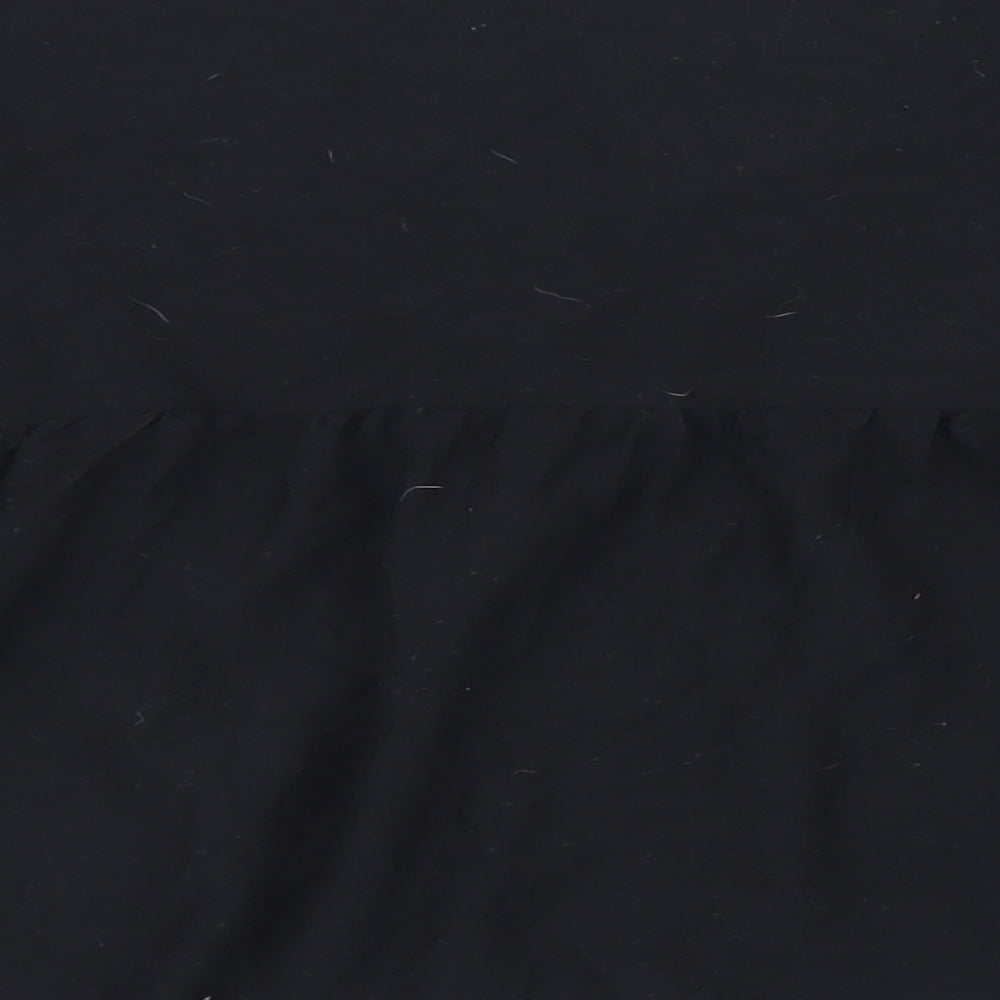 Zara Womens Black Cotton Cropped T-Shirt Size S Crew Neck - Balloon Sleeve