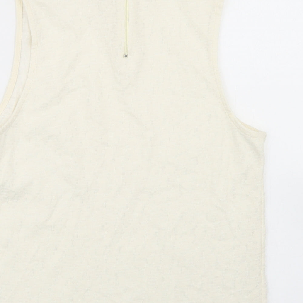 Topshop Womens Ivory Cotton Basic Tank Size 10 Crew Neck