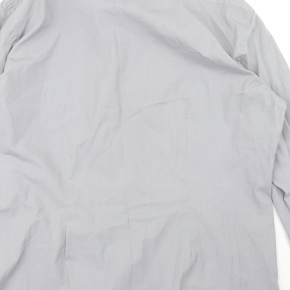 Full Circle Mens Grey Cotton Button-Up Size L Collared Button