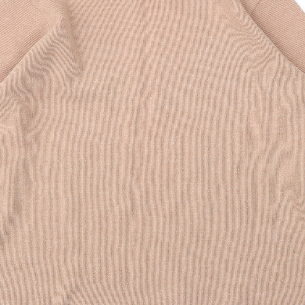Zara Womens Beige Round Neck Cotton Pullover Jumper Size S