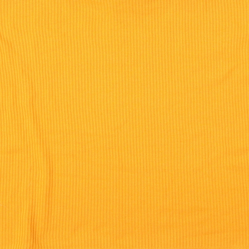 H&M Womens Yellow Polyester Basic Blouse Size S Mock Neck