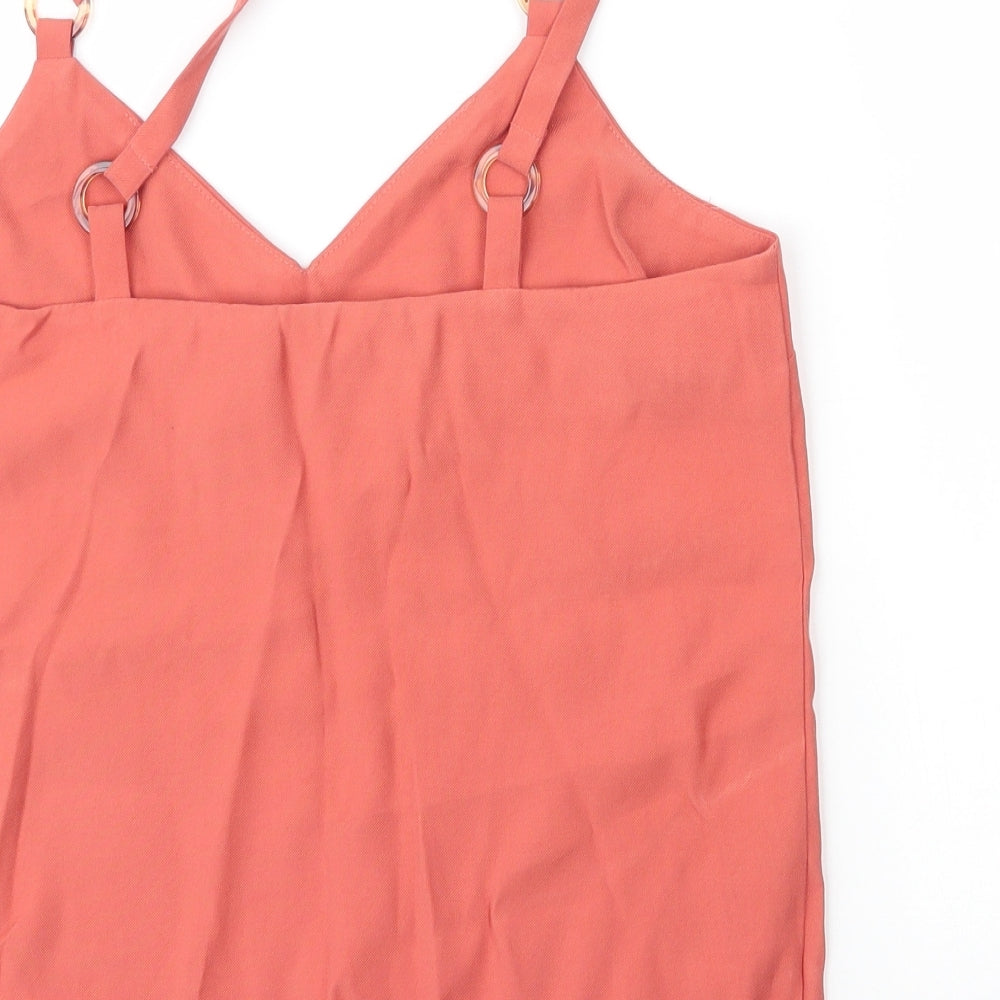 Topshop Womens Orange Viscose Camisole Blouse Size 8 V-Neck
