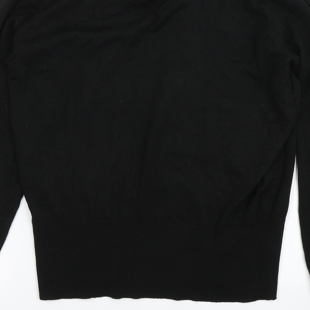 Oasis Womens Black Round Neck Acrylic Pullover Jumper Size S