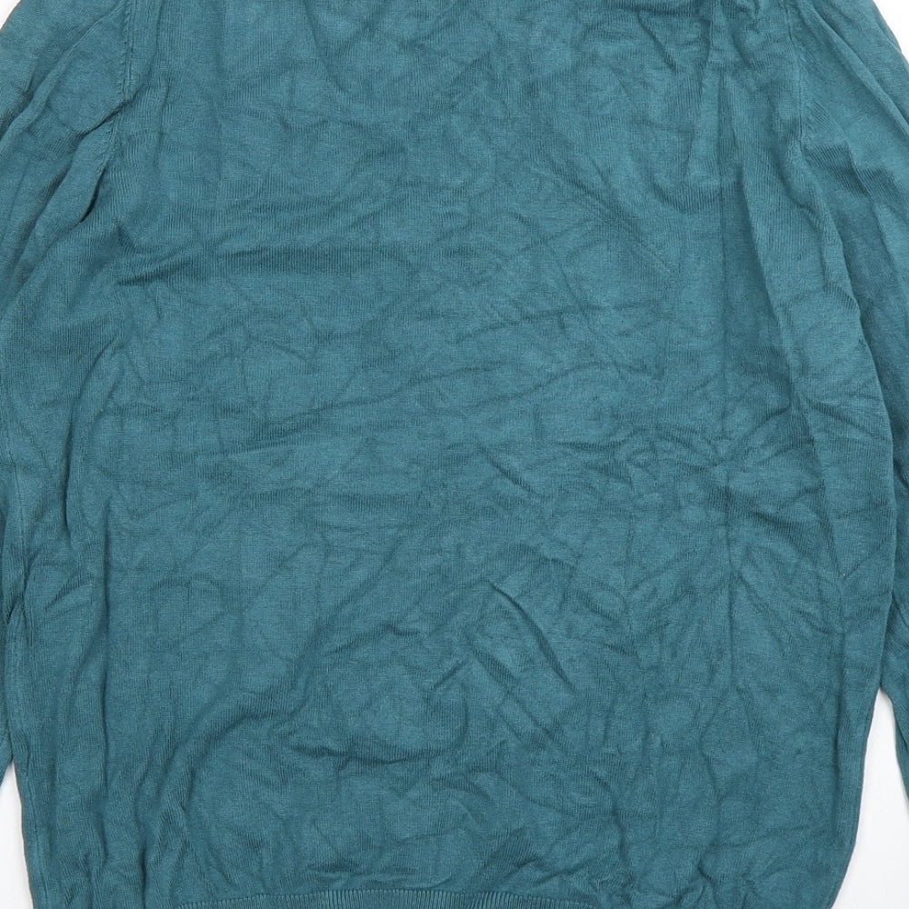 Zara Womens Green V-Neck Pullover Jumper Size M
