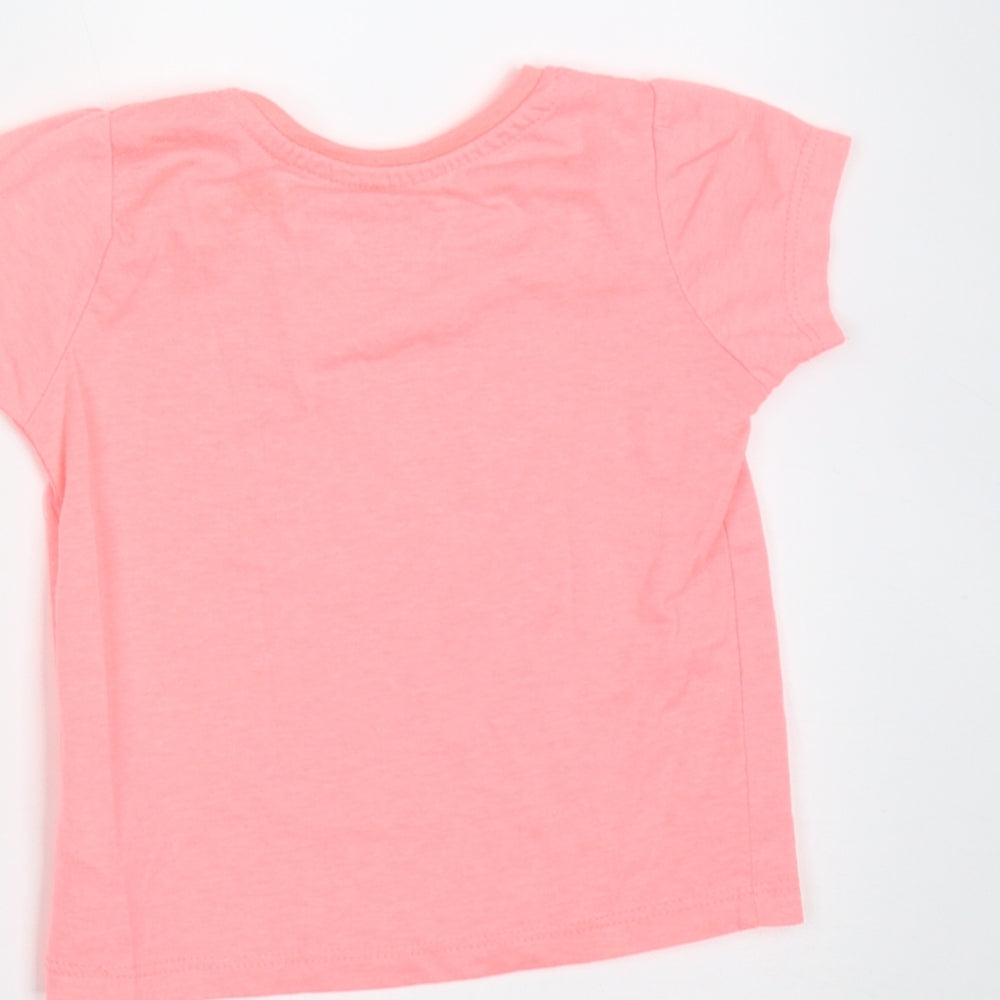 Primark Girls Pink Polyester Basic T-Shirt Size 9-12 Months Round Neck - mermaids