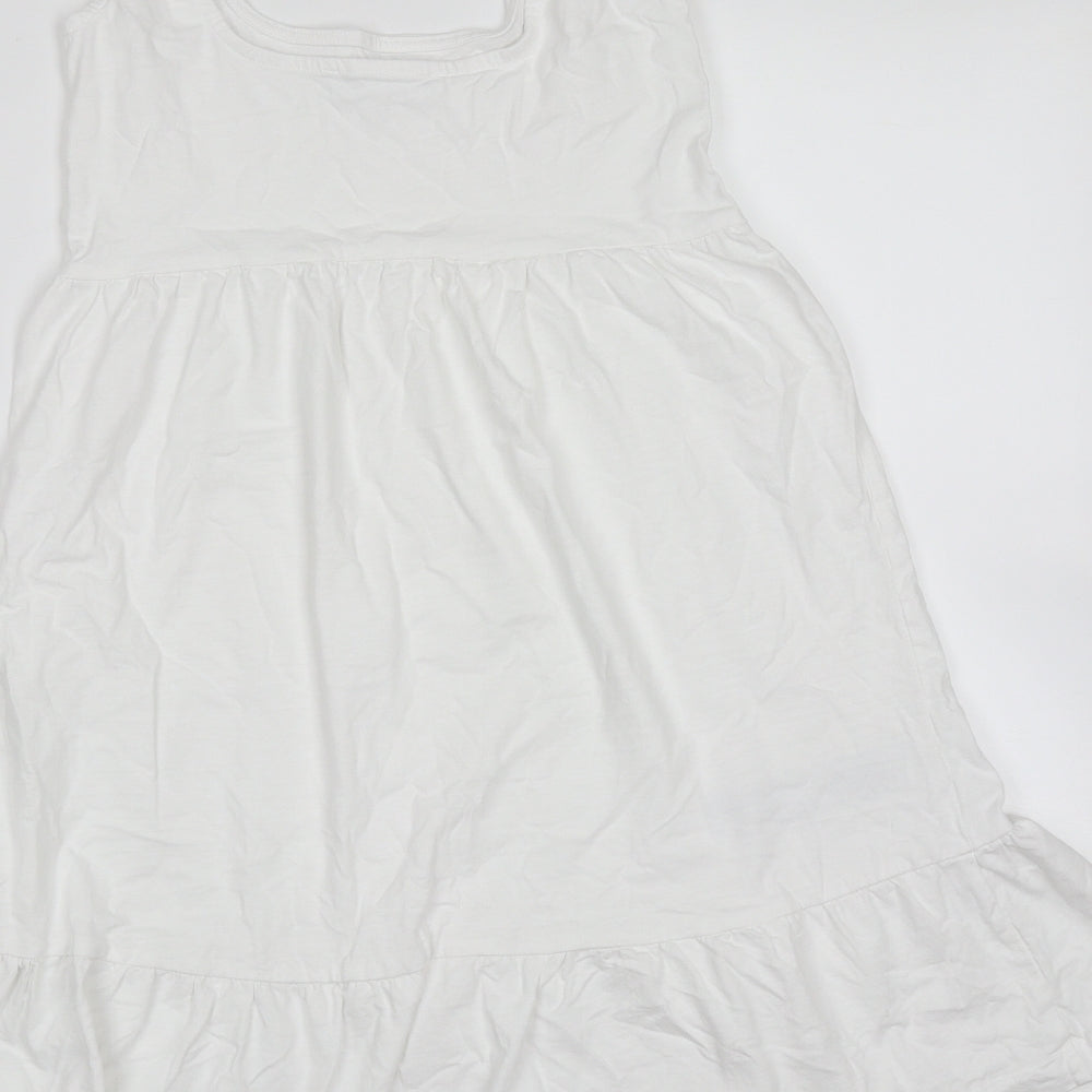 Mango Womens White Cotton Trapeze & Swing Size 2XS Round Neck