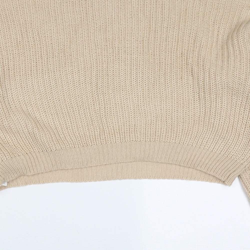 Missguided Womens Beige Round Neck Acrylic Pullover Jumper Size M