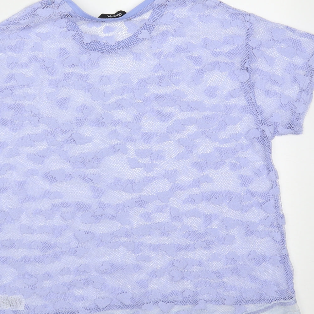 George Girls Purple Polyester Basic Blouse Size 10-11 Years Round Neck - heart pattern