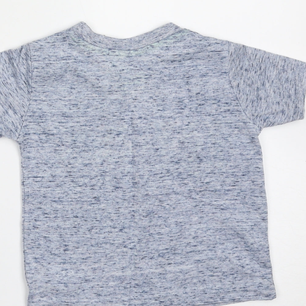 Mini Rebel Boys Blue Polyester Basic T-Shirt Size 12-18 Months Round Neck - dude