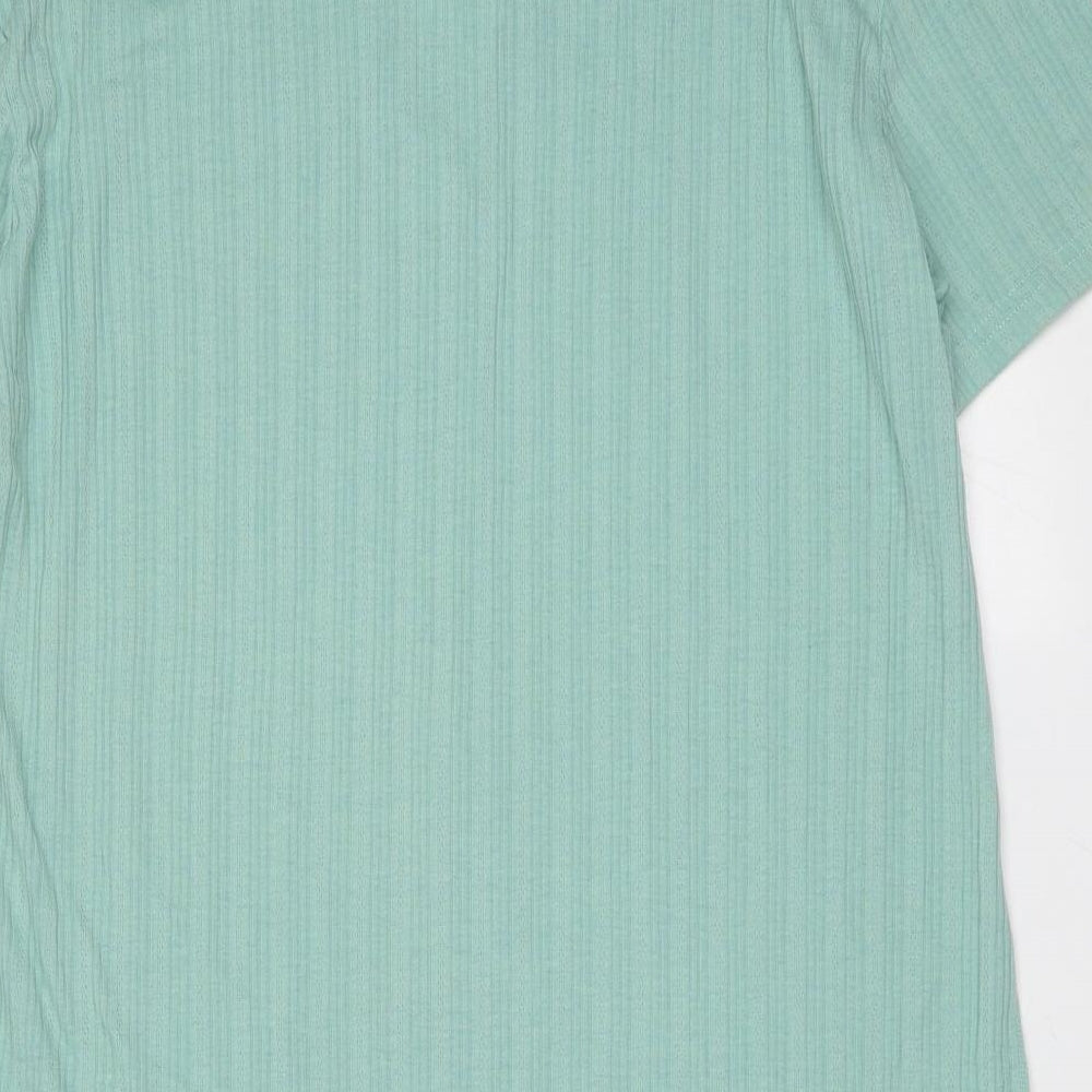 SHEIN Womens Green Striped Polyester T-Shirt Dress Size L Collared