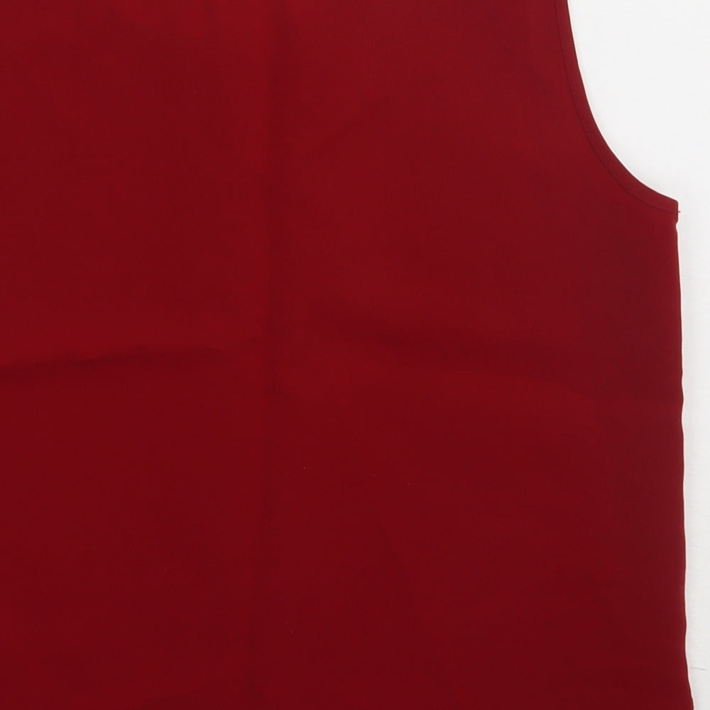 Preworn Womens Red Polyester Basic Tank Size 12 Scoop Neck