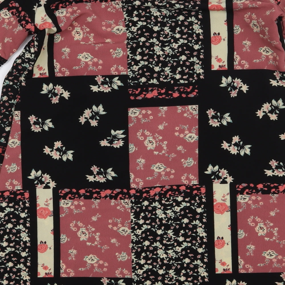 Primark Womens Pink Floral Polyester A-Line Size 10 V-Neck Pullover