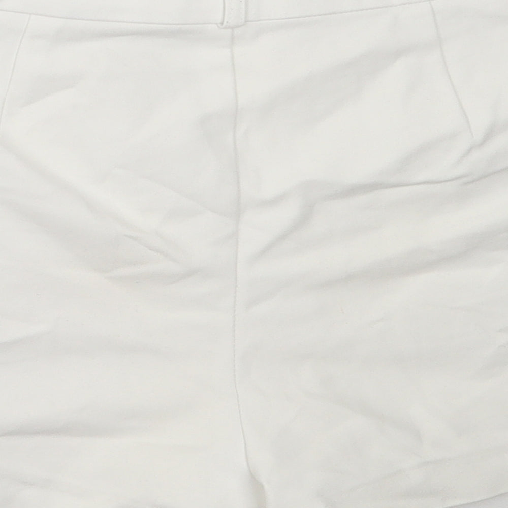Stradivarius Womens White Cotton Hot Pants Shorts Size 34 Regular