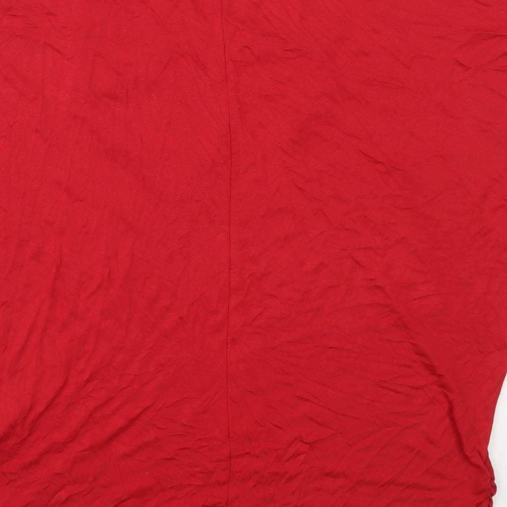 Elisa Womens Red Viscose Basic T-Shirt Size XL Round Neck