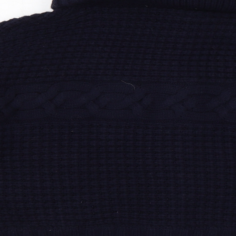 Red Herring Womens Blue Roll Neck Acrylic Cardigan Jumper Size 16