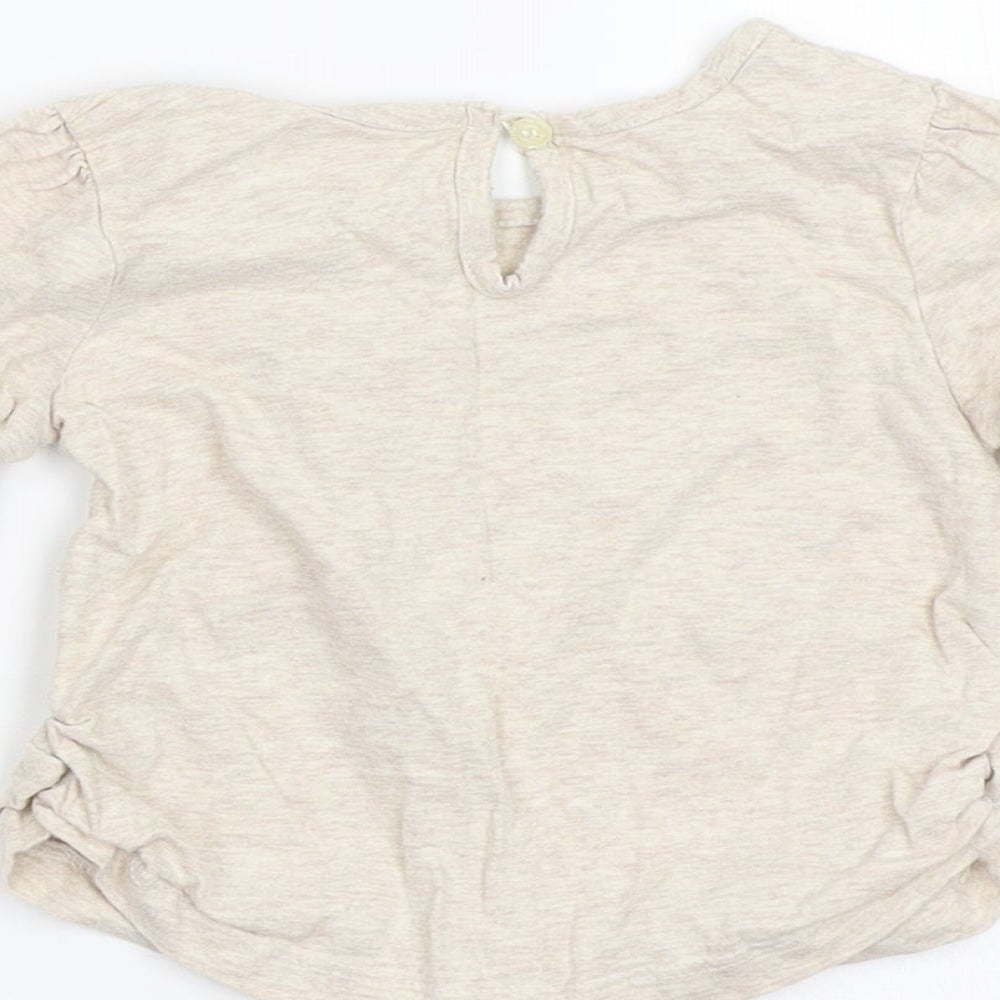 Matalan Girls Beige Cotton Basic T-Shirt Size 12-18 Months Round Neck
