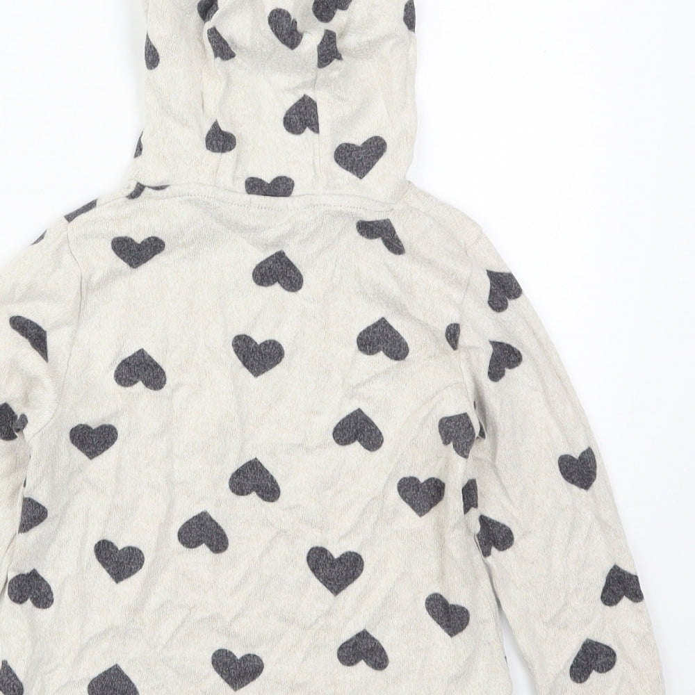 F&F Boys Beige Vinyl Pullover Hoodie Size 5-6 Years Pullover - Love Hearts