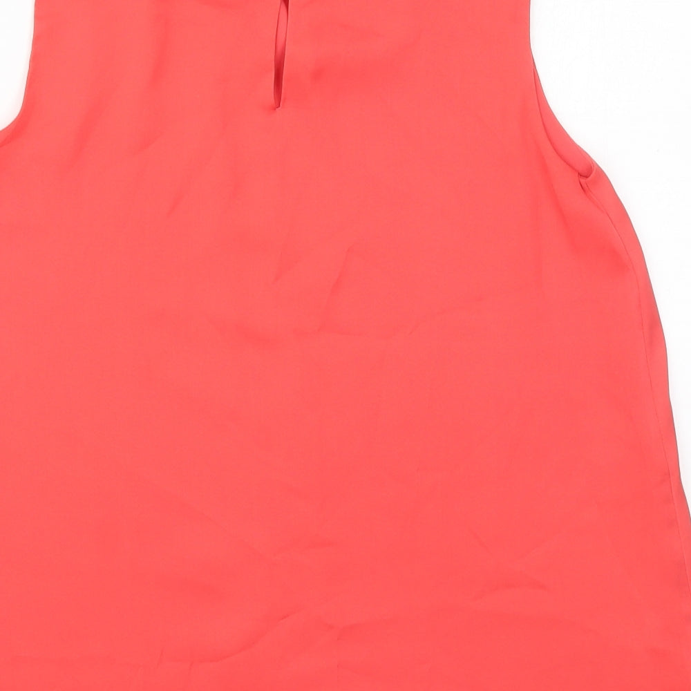 Preworn Womens Red Polyester Basic Blouse Size 10 Off the Shoulder
