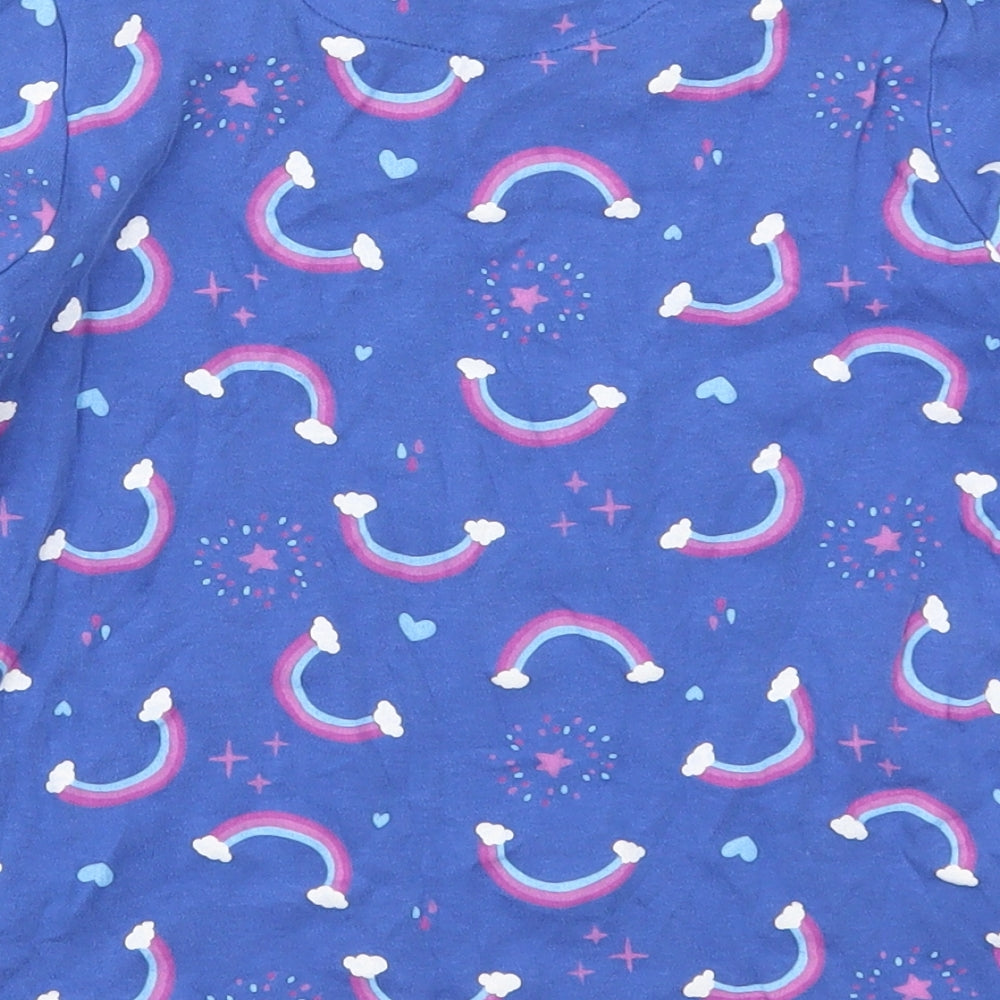 Lily & Dan Girls Blue Solid Cotton Top Pyjama Top Size 9-10 Years Pullover - Rainbows