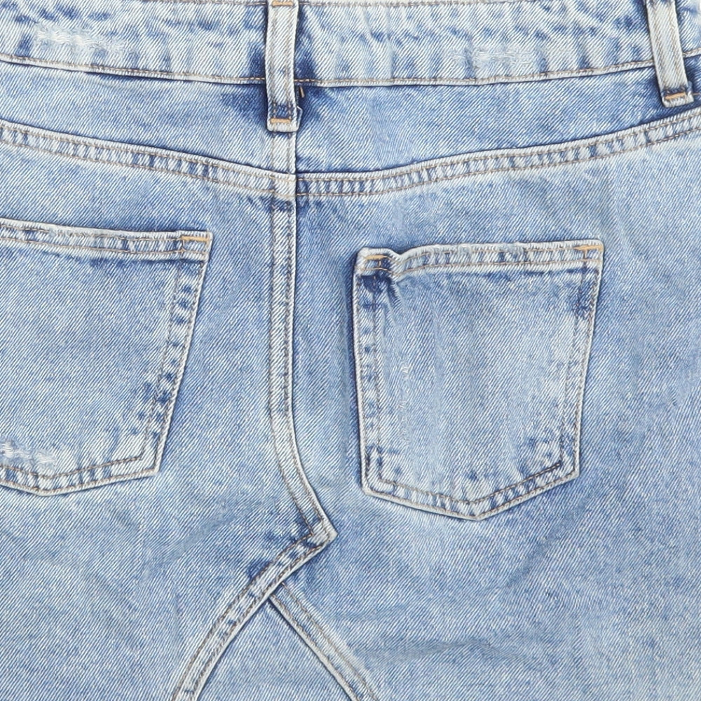Divided Womens Blue Cotton A-Line Skirt Size 8 Button