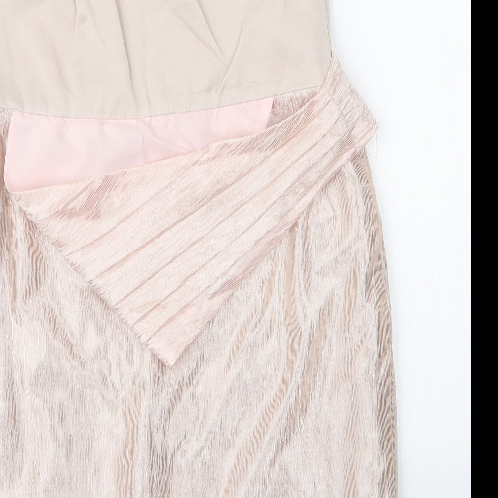 Debenhams Womens Gold Viscose A-Line Size 12 Sweetheart Zip