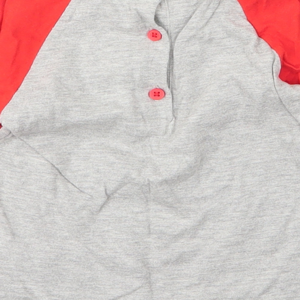 M&Co Boys Grey Cotton Basic T-Shirt Size 12 Months Round Neck Button