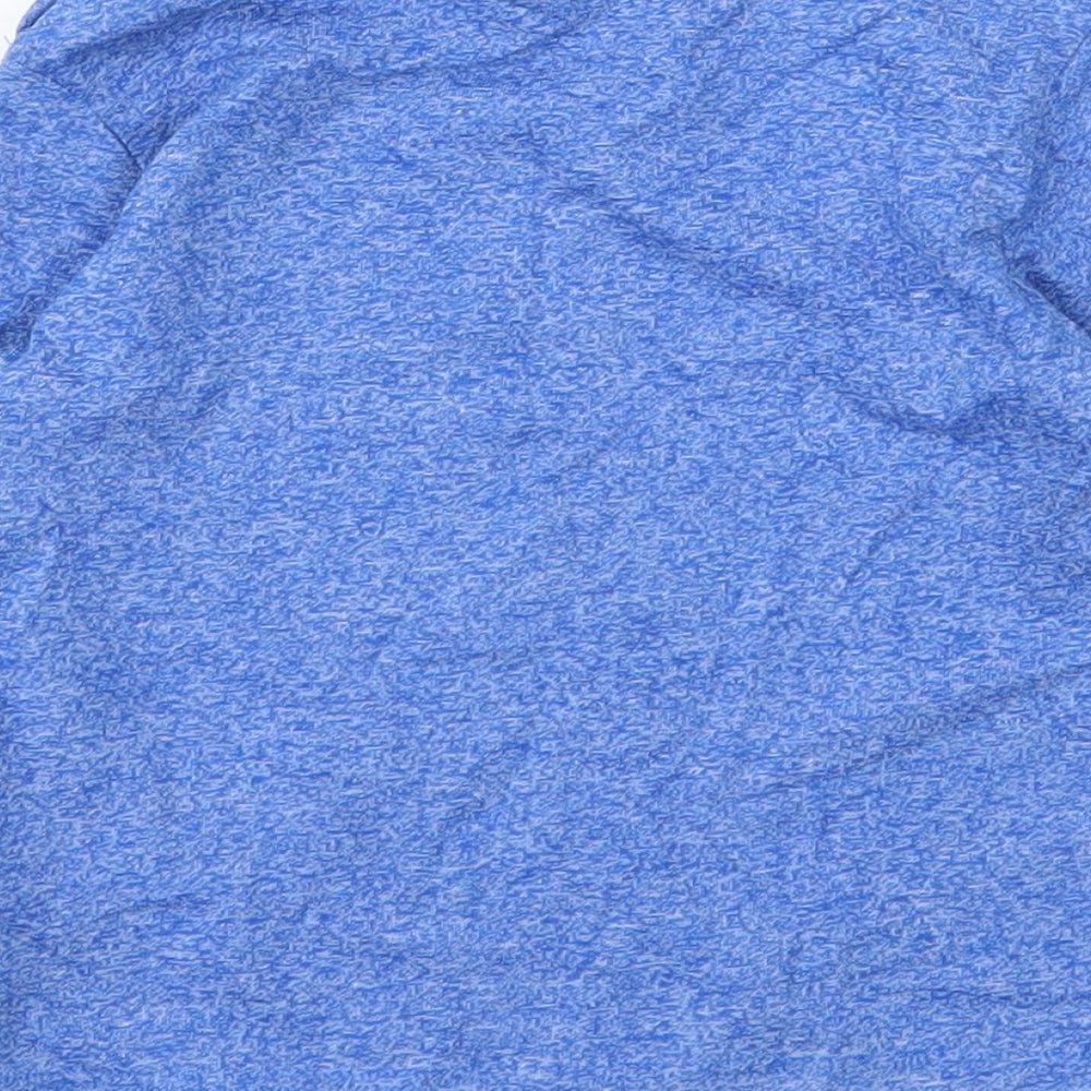 F&F Boys Blue Cotton Basic T-Shirt Size 12 Months Round Neck Button