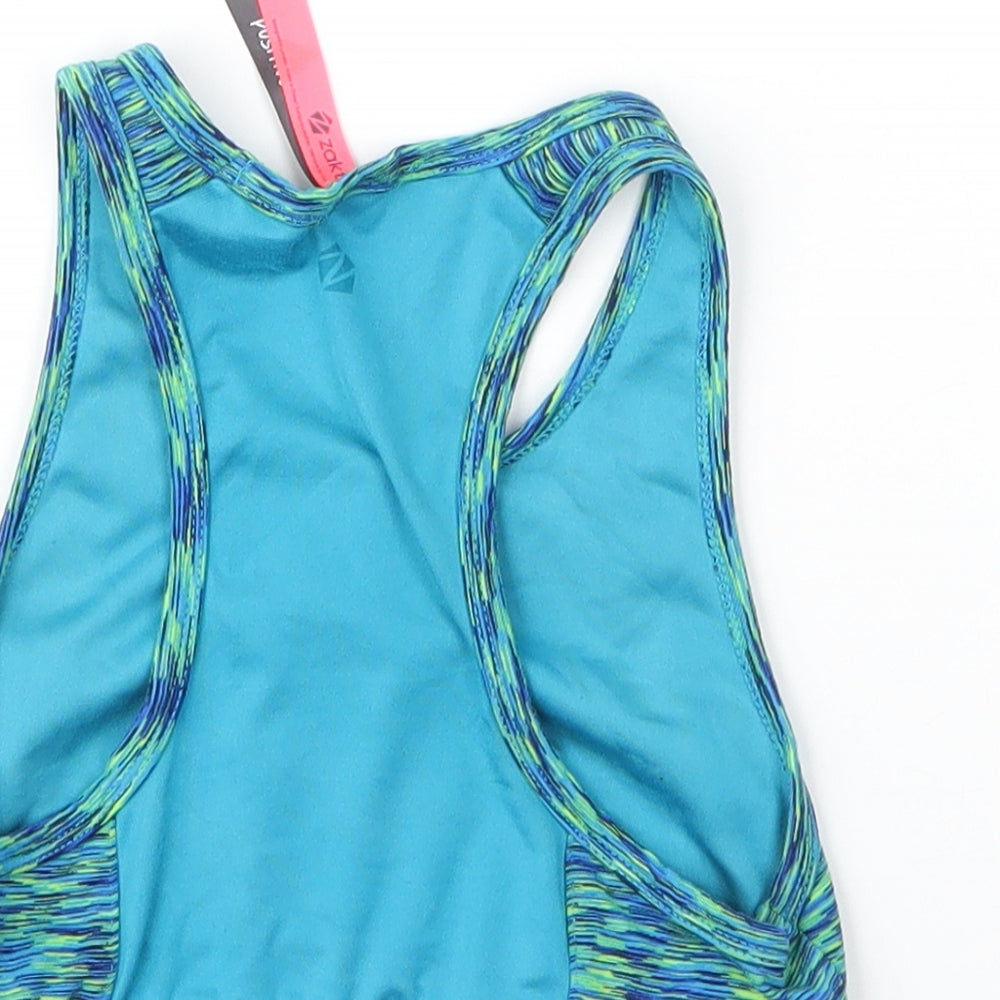 Zakti Girls Blue Polyester Cropped Tank Size 13 Years Scoop Neck