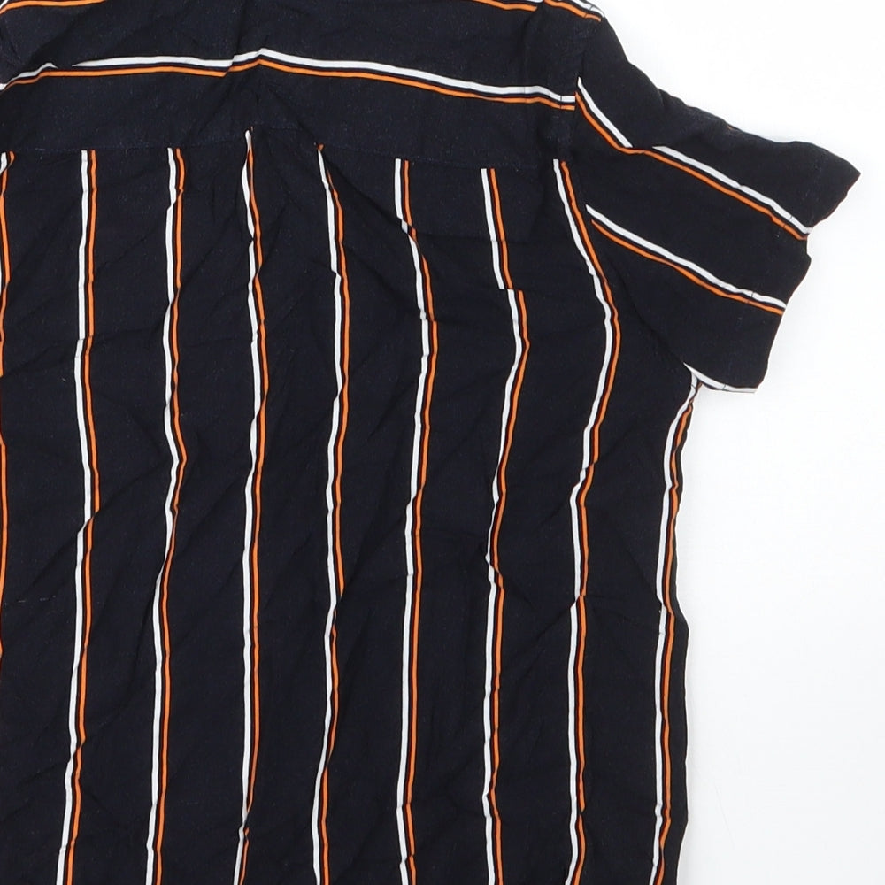 George Boys Blue Striped Viscose Basic Button-Up Size 7 Years Collared Button