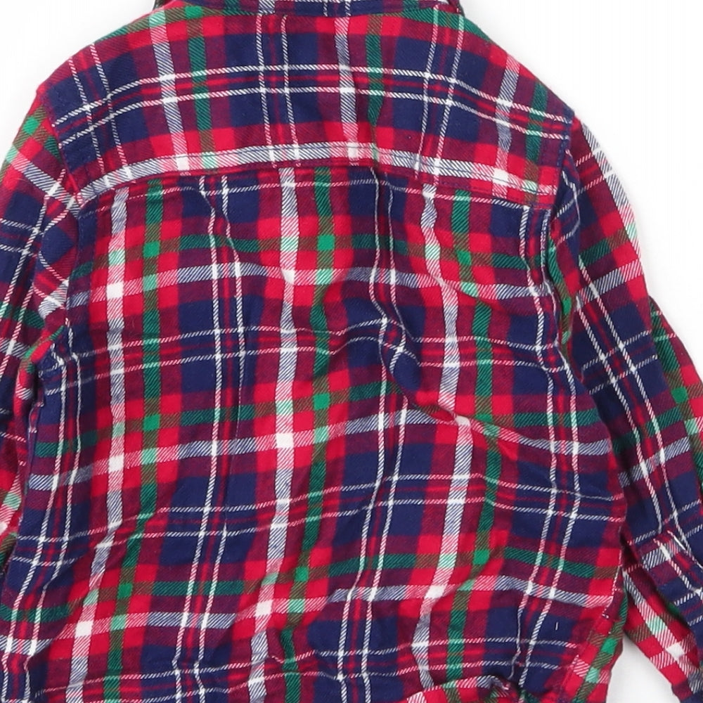 F&F Boys Red Plaid Cotton Basic Button-Up Size 18-24 Months Collared Button