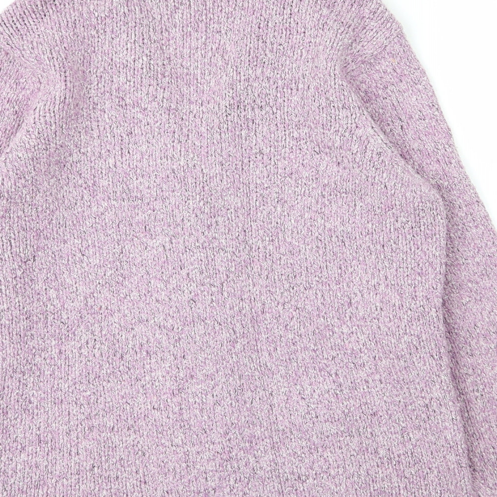 BM Womens Purple V-Neck Acrylic Cardigan Jumper Size S