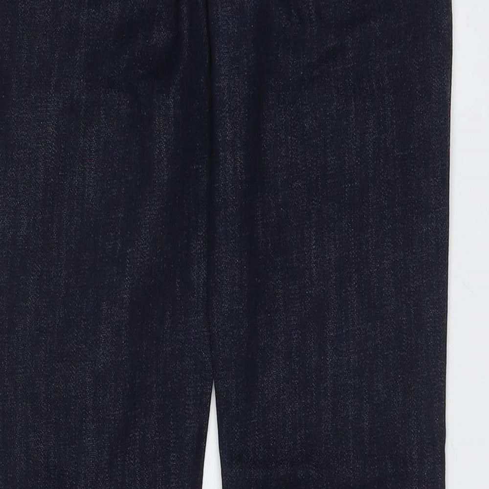 Marks and Spencer Womens Blue Cotton Straight Jeans Size 25 in L28 in Regular Zip