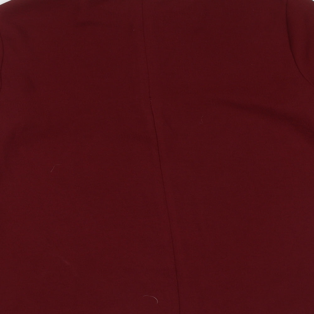 Topshop Womens Red Polyester Basic Blouse Size 6 Round Neck