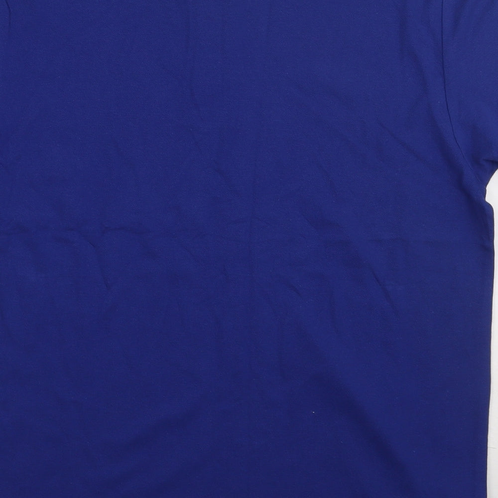 James & Nicholson Mens Blue Cotton Polo Size L Collared Button