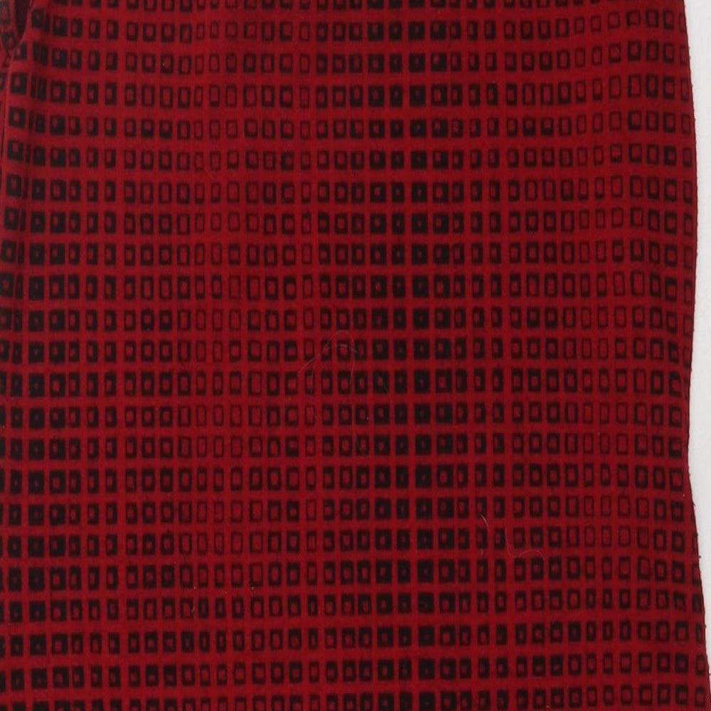 Select Womens Red Check Polyester Bodycon Size 10 Crew Neck Pullover