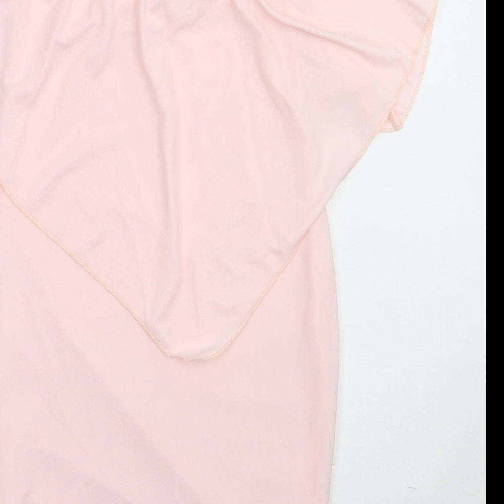 Preworn Womens Pink Polyester Bodycon Size 8 Square Neck Pullover