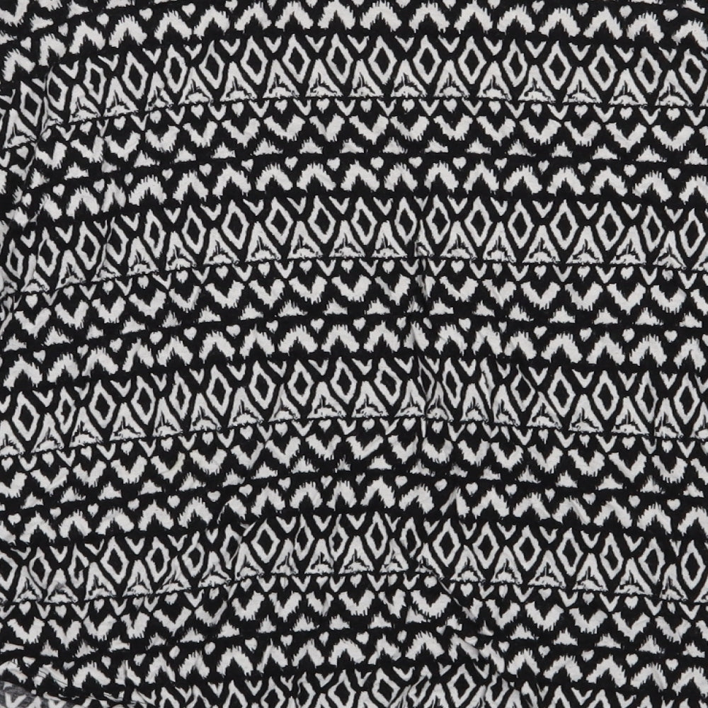 H&M Womens Black Geometric Viscose Pullover Sweatshirt Size L Pullover