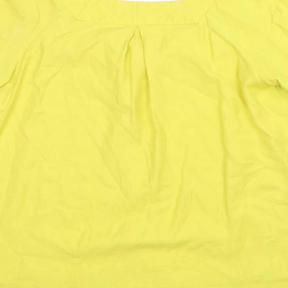 French Connection Womens Yellow Viscose Basic Blouse Size 10 Square Neck
