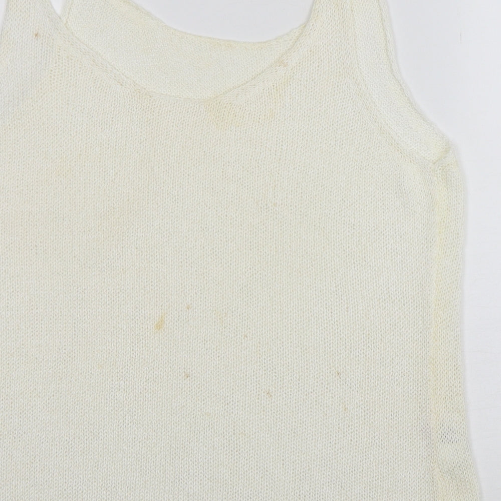 NEXT Womens Ivory V-Neck Polyester Vest Jumper Size 16