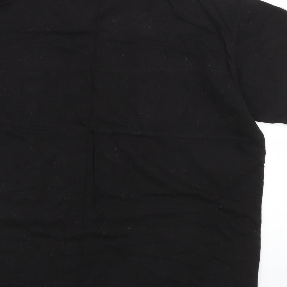 Boohoo Mens Black Cotton T-Shirt Size S Roll Neck