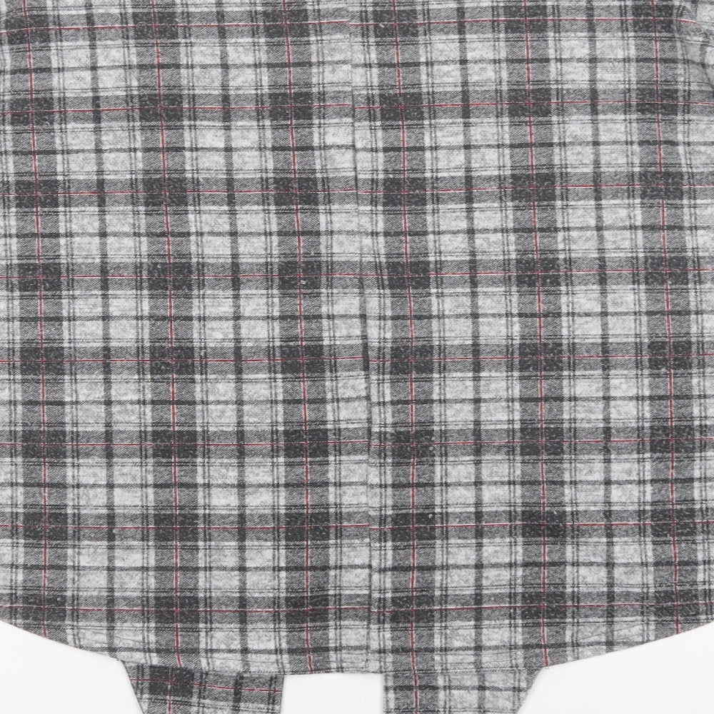 Pep & Co Womens Grey Check Polyester Basic Blouse Size 14 Round Neck