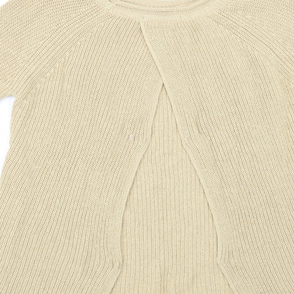 NEXT Womens Beige Crew Neck Cotton Pullover Jumper Size 10