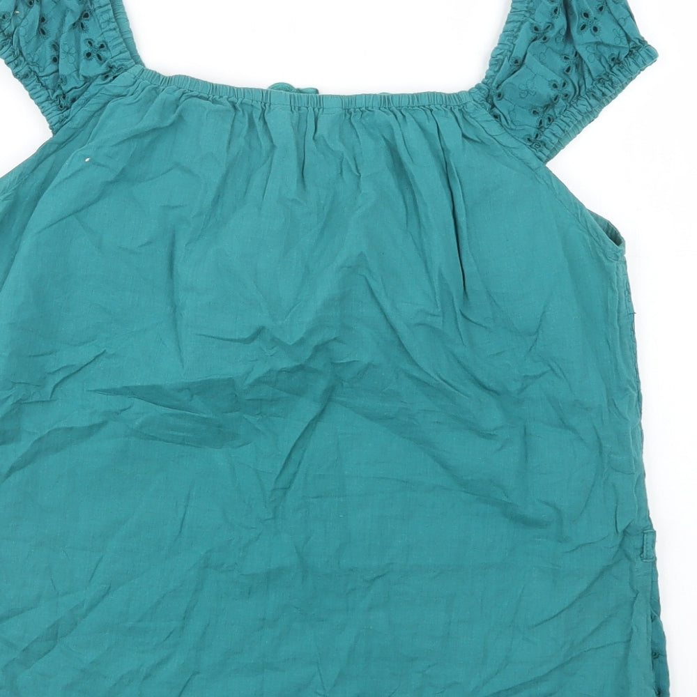 MK Womens Green Cotton Basic Blouse Size 12 Round Neck