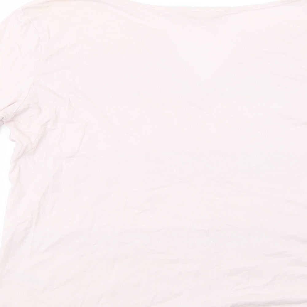 H&M Womens Pink Cotton Basic Blouse Size M V-Neck