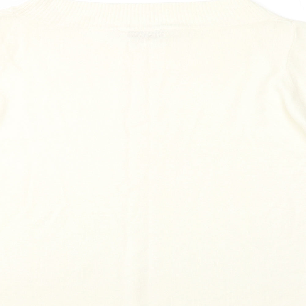 EWM Womens Ivory Boat Neck Acrylic Pullover Jumper Size 18
